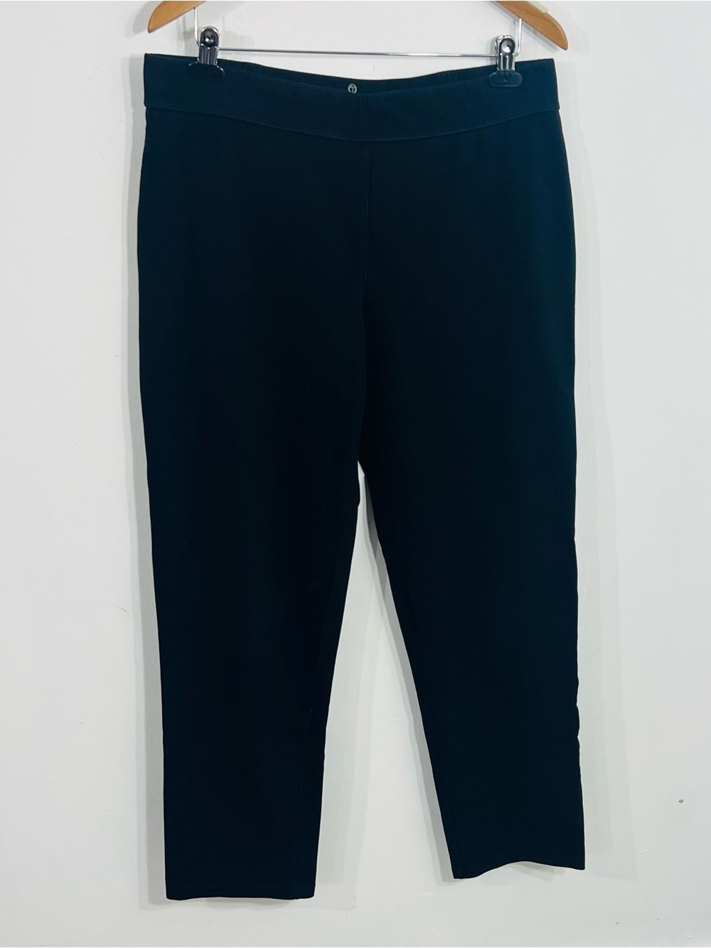 T by Talbots Women’s Black Straight Leg Casual Pants Pull On Cotton Spandex Sz L